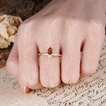 Luxurious 3-Prong Double Heart Cut Garnet Engagement Ring - Additional view