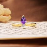 Luxurious 3-Prong Double Heart Cut Amethyst Engagement Ring - Additional view