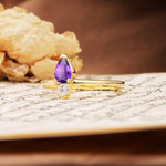 Luxurious 3-Prong Double Heart Cut Amethyst Engagement Ring - Additional view