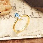 Luxurious 3-Prong Double Heart Cut Aquamarine Engagement Ring - Additional view