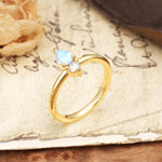 Luxurious 3-Prong Double Heart Cut Moonstone Engagement Ring - Additional view