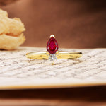 Luxurious 3-Prong Double Heart Cut Ruby Engagement Ring - Additional view