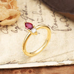 Luxurious 3-Prong Double Heart Cut Ruby Engagement Ring - Additional view