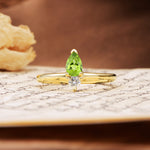 Luxurious 3-Prong Double Heart Cut Peridot Engagement Ring - Additional view