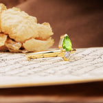 Luxurious 3-Prong Double Heart Cut Peridot Engagement Ring - Additional view
