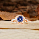 Nature-Inspired Classic 4-Prong Round-Cut Floral Design Tanzanite Engagement Ring - Additional view