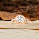 Nature-Inspired Classic 4-Prong Round-Cut Floral Design Lab Diamond Engagement Ring - Additional view