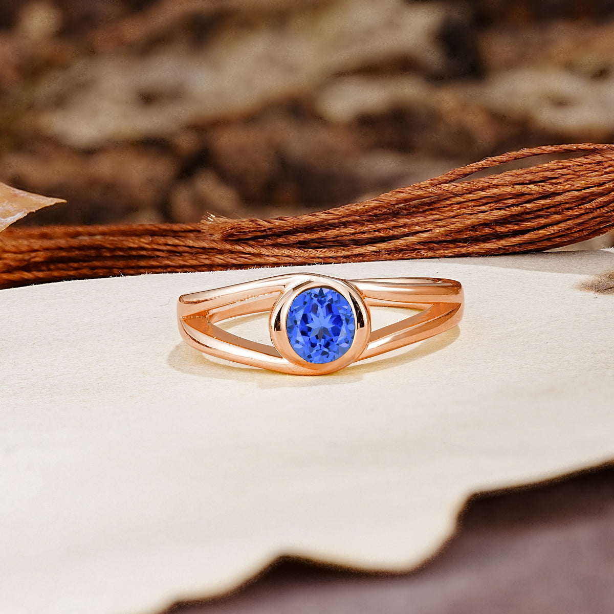 Unique Twisted-Wrap Round Cut Sapphire Engagement Ring - Additional view