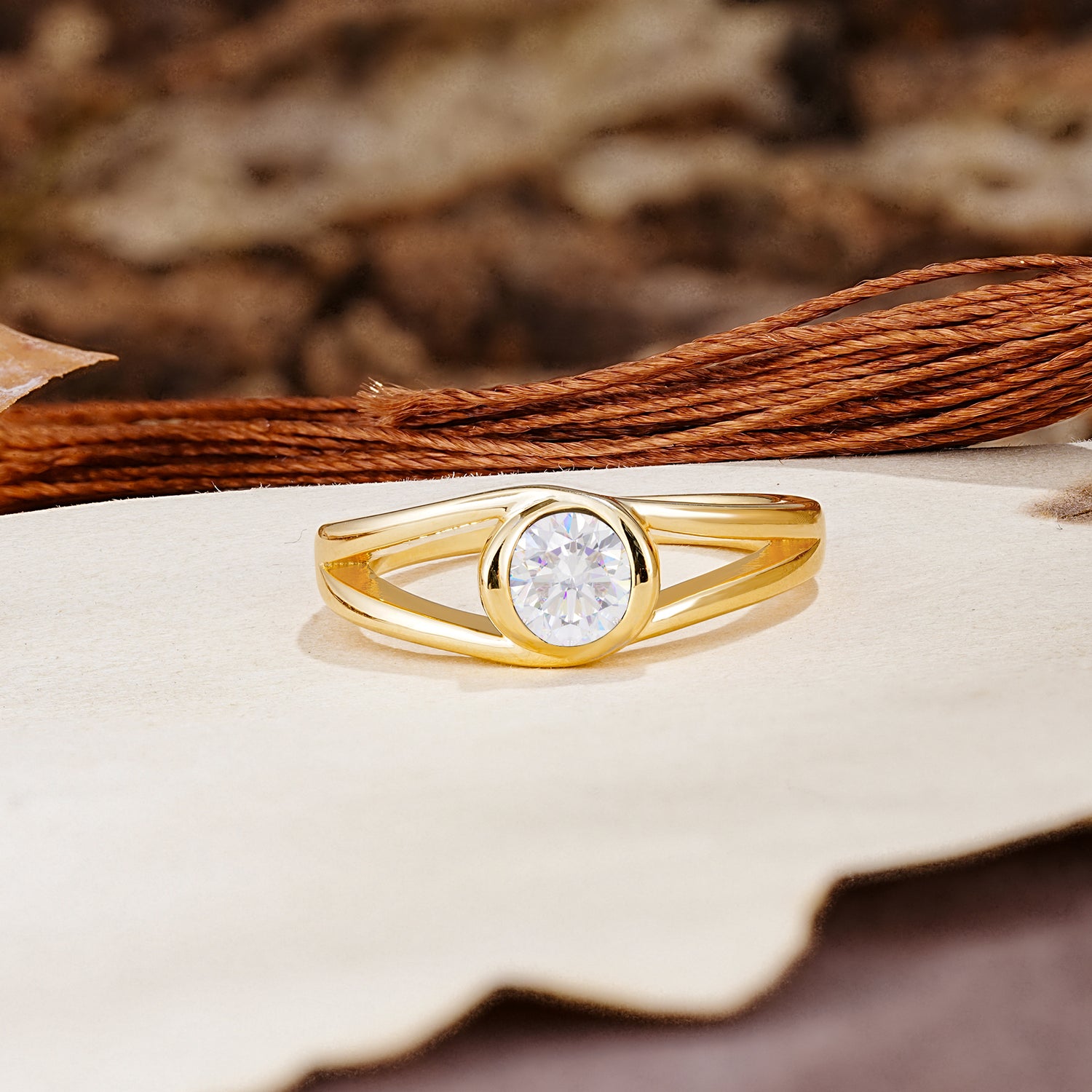 Unique Twisted-Wrap Round Cut Moissanite Engagement Ring