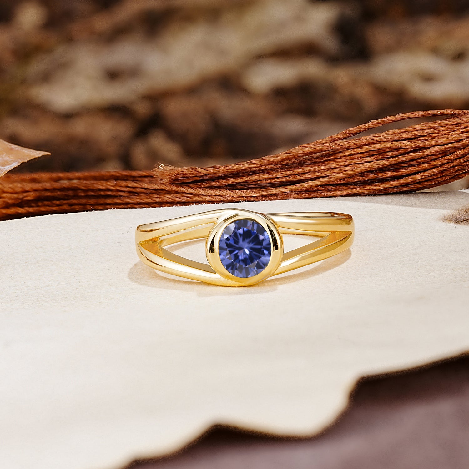Unique Twisted-Wrap Round Cut Tanzanite Engagement Ring