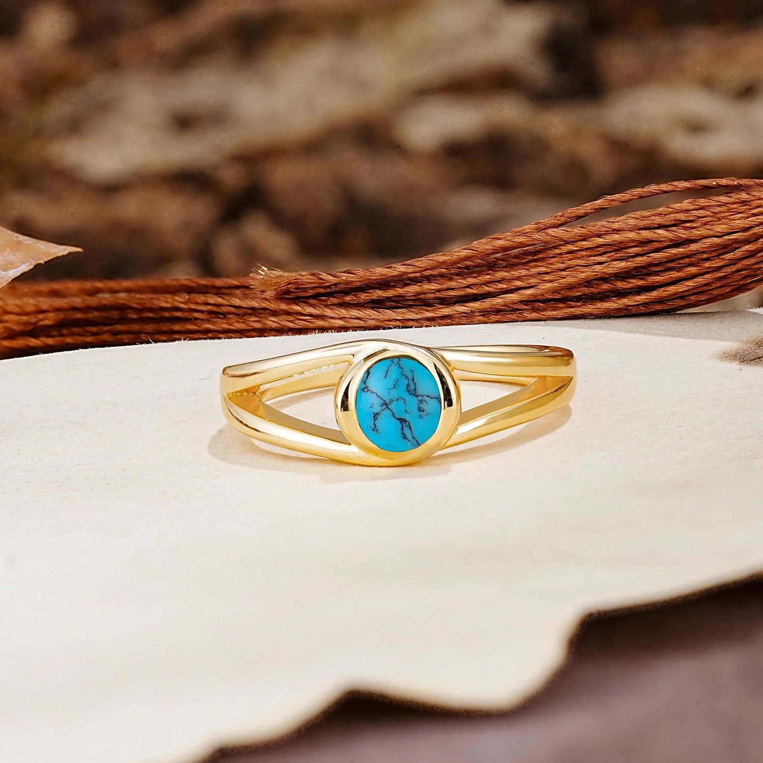Unique Twisted-Wrap Round Cut Turquoise Engagement Ring