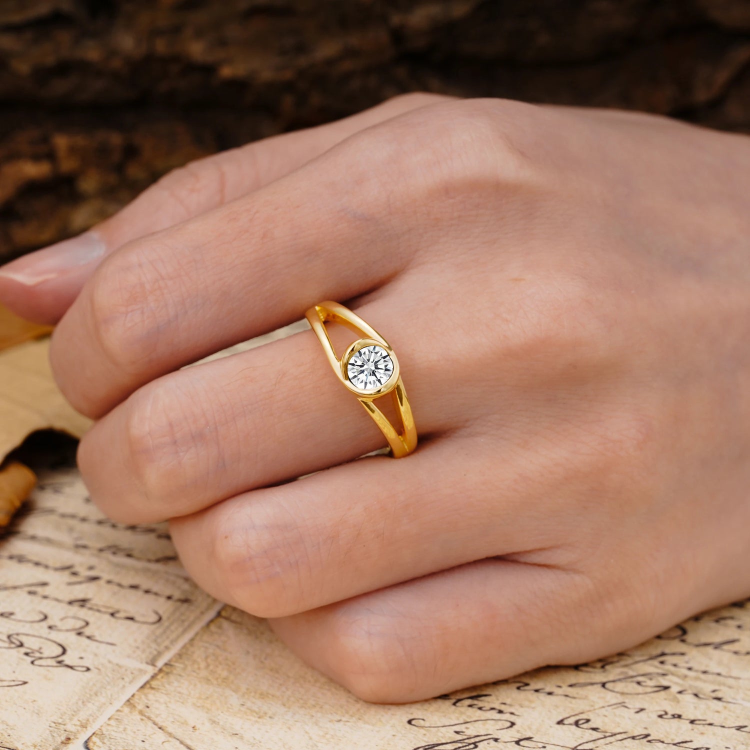 Unique Twisted-Wrap Round Cut Lab Diamond Engagement Ring