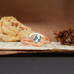 Unique Intertwined 4-Prong Round Cut Moss Agate Engagement Ring - Additional view