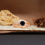 Unique Intertwined 4-Prong Round Cut Black Onyx Engagement Ring - Additional view