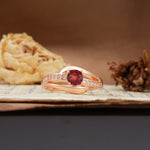 Unique Intertwined 4-Prong Round Cut Garnet Engagement Ring - Additional view