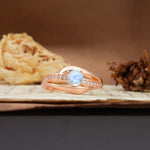 Unique Intertwined 4-Prong Round Cut Moonstone Engagement Ring - Additional view