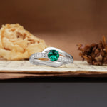Unique Intertwined 4-Prong Round Cut Emerald Engagement Ring - Additional view