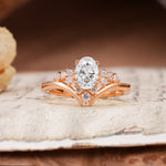 Simple 3-Prong Pear-Cut Moissanite Two stones Engagement Ring - Additional view