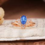 Simple 3-Prong Pear-Cut Sapphire Two stones Engagement Ring - Additional view