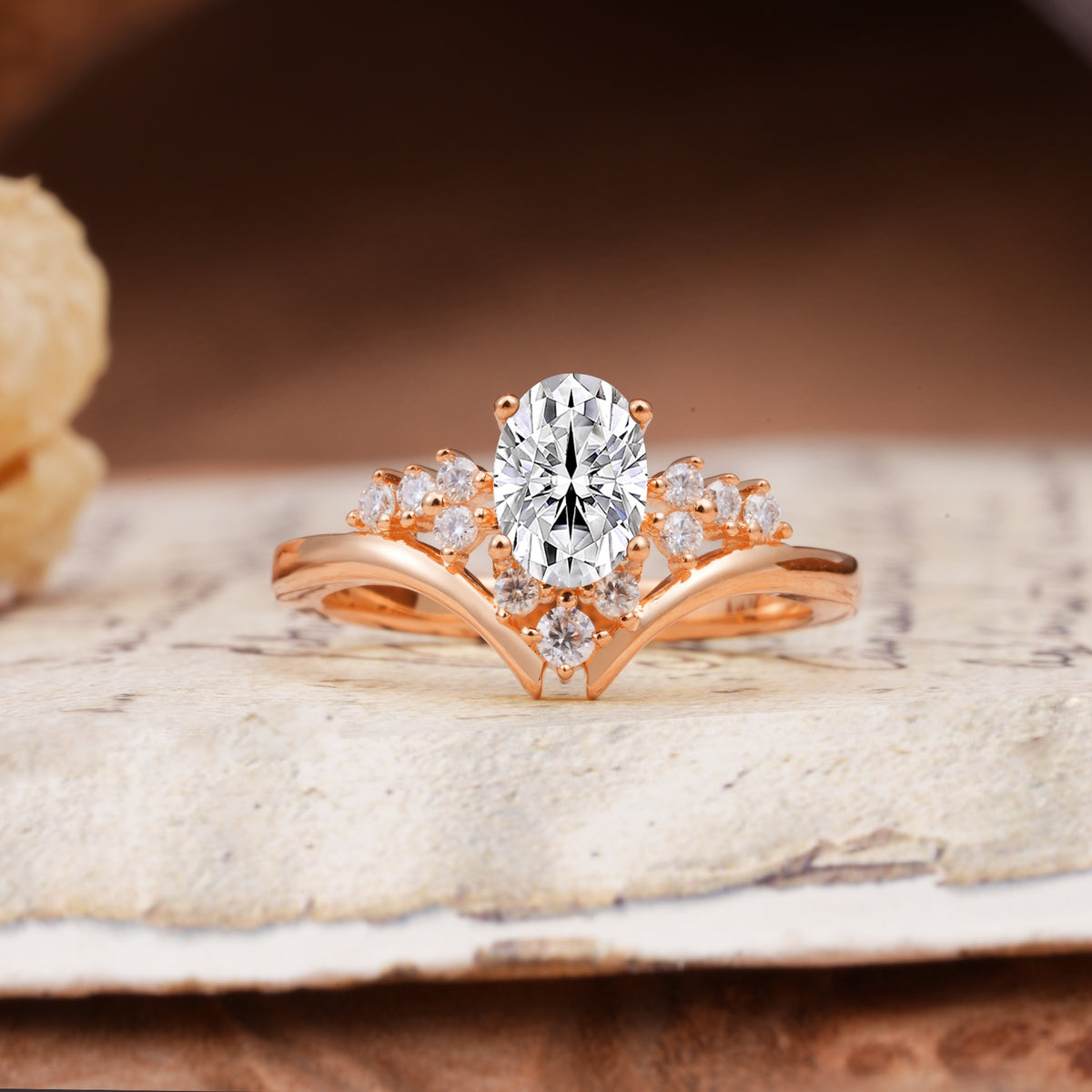 Simple 3-Prong Pear-Cut Lab Diamond Two stones Engagement Ring - Additional view