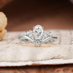 Simple 3-Prong Pear-Cut Moissanite Two stones Engagement Ring - Additional view