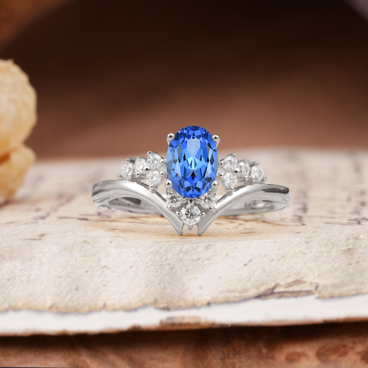 Simple 3-Prong Pear-Cut Sapphire Two stones Engagement Ring - Additional view