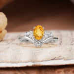 Simple 3-Prong Pear-Cut Citrine Two stones Engagement Ring - Additional view