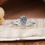 Simple 3-Prong Pear-Cut Black Rutilated Quartz Two stones Engagement Ring - Additional view