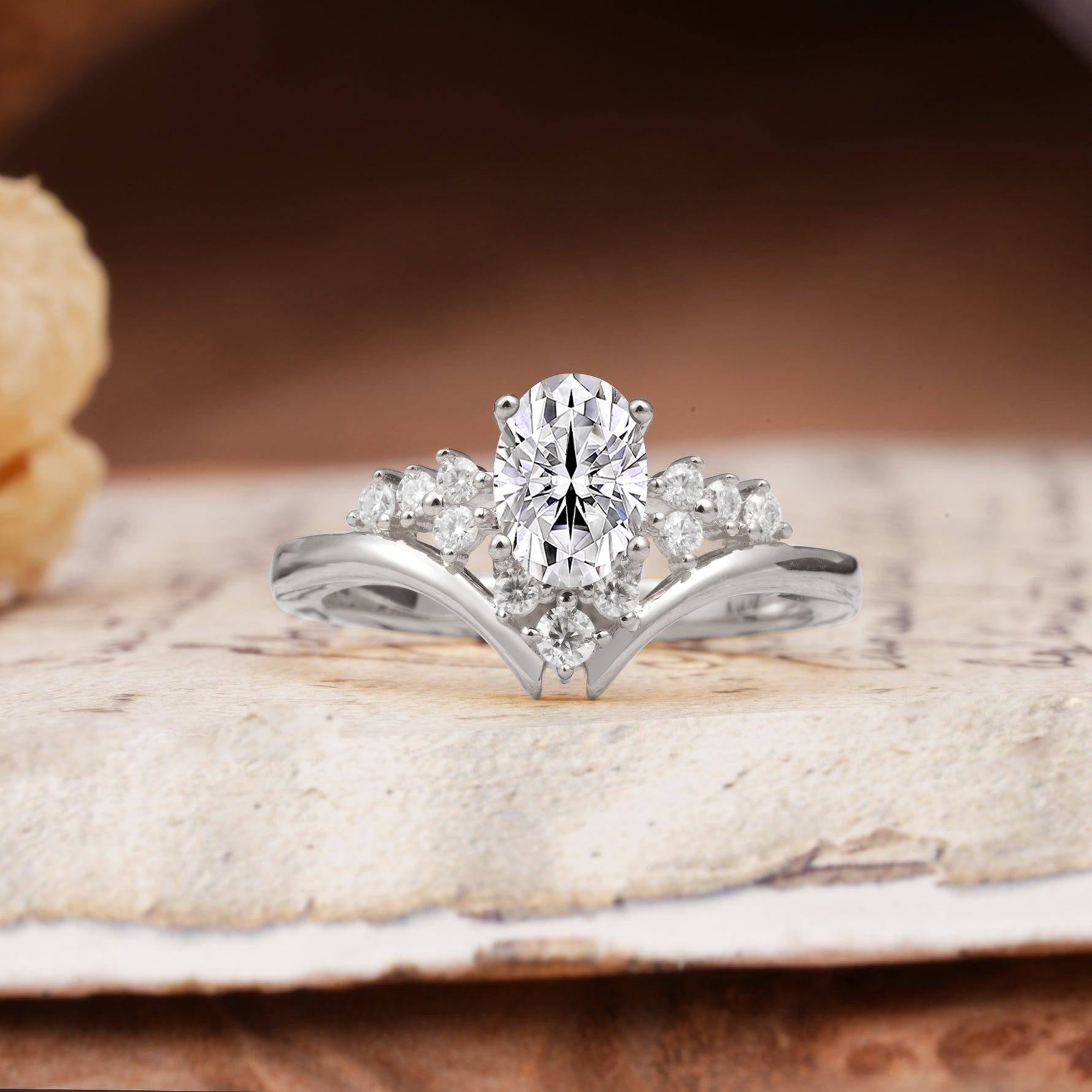 Simple 3-Prong Pear-Cut Lab Diamond Two stones Engagement Ring - Additional view