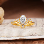 Simple 3-Prong Pear-Cut Moissanite Two stones Engagement Ring - Additional view