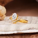 Simple 3-Prong Pear-Cut Moissanite Two stones Engagement Ring - Additional view