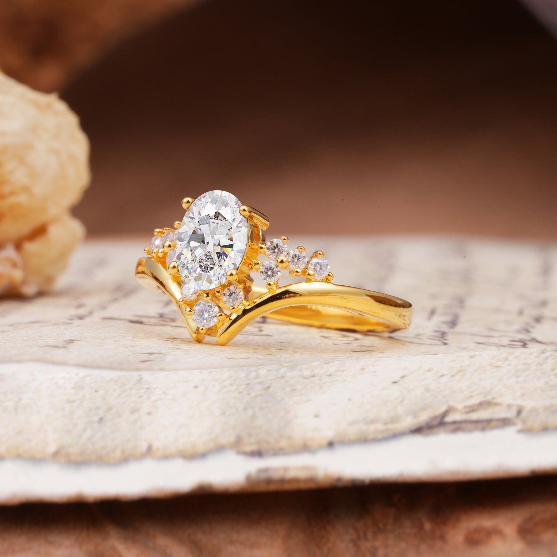 Simple 3-Prong Pear-Cut Moissanite Two stones Engagement Ring - Additional view