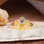 Simple 3-Prong Pear-Cut Sapphire Two stones Engagement Ring - Additional view