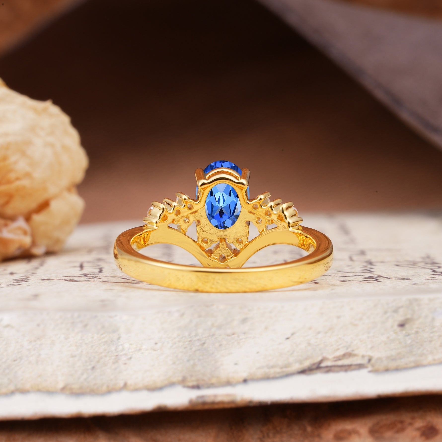 Simple 3-Prong Pear-Cut Sapphire Two stones Engagement Ring - Additional view
