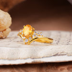 Simple 3-Prong Pear-Cut Citrine Two stones Engagement Ring - Additional view