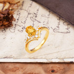 Simple 3-Prong Pear-Cut Citrine Two stones Engagement Ring - Additional view