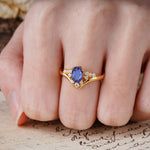 Simple 3-Prong Pear-Cut Tanzanite Two stones Engagement Ring - Additional view