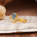 Simple 3-Prong Pear-Cut Black Rutilated Quartz Two stones Engagement Ring - Additional view