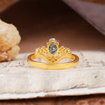 Simple 3-Prong Pear-Cut Black Rutilated Quartz Two stones Engagement Ring - Additional view