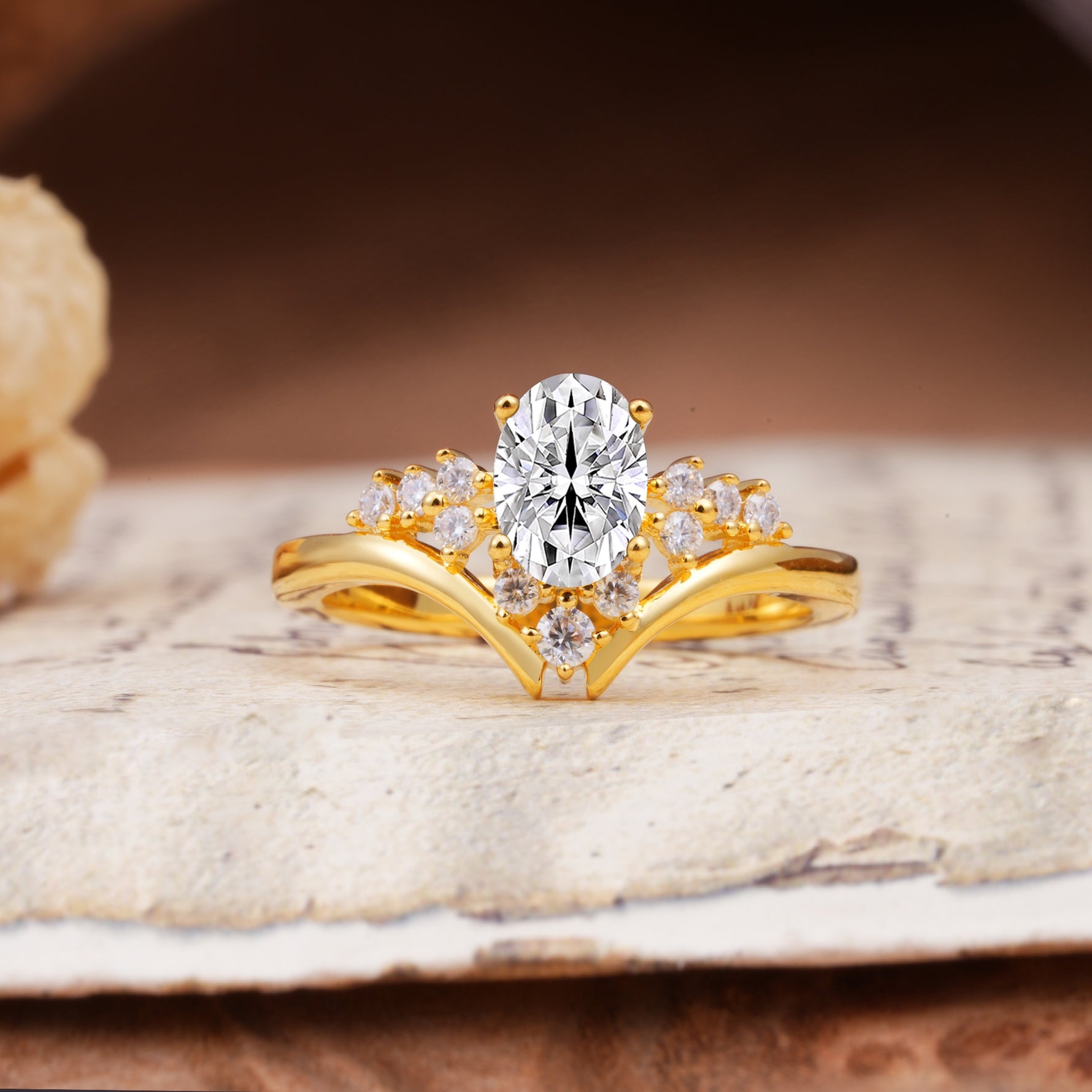 Simple 3-Prong Pear-Cut Lab Diamond Two stones Engagement Ring - Additional view