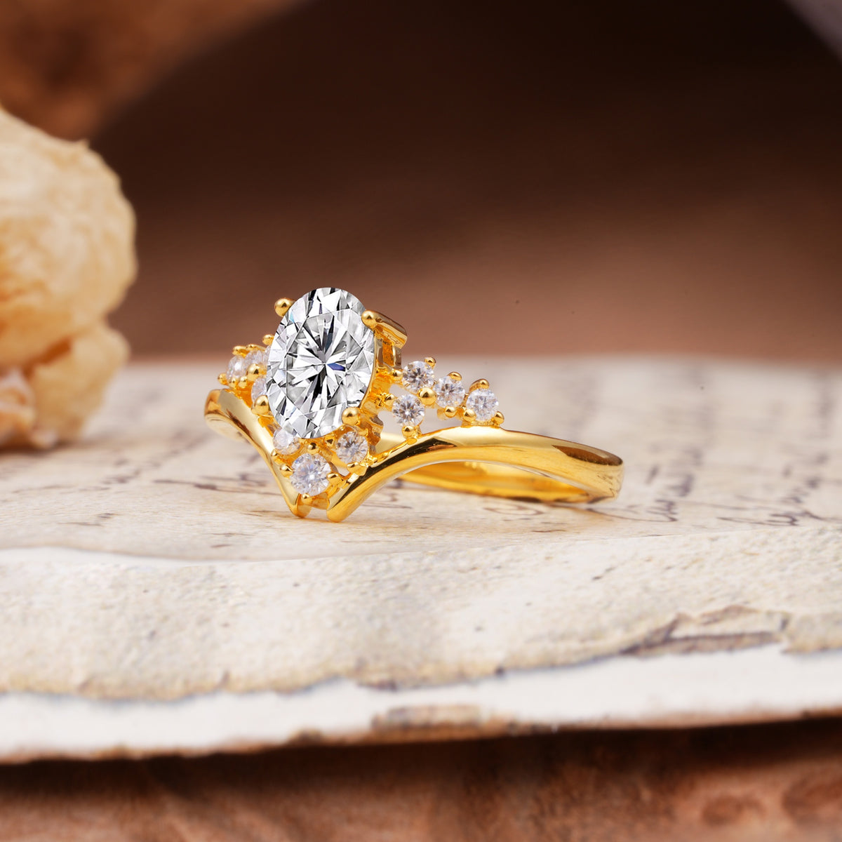 Simple 3-Prong Pear-Cut Lab Diamond Two stones Engagement Ring - Additional view