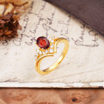 Simple 3-Prong Pear-Cut Garnet Two stones Engagement Ring - Additional view