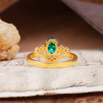 Simple 3-Prong Pear-Cut Emerald Two stones Engagement Ring - Additional view