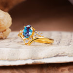 Simple 3-Prong Pear-Cut Alexandrite Two stones Engagement Ring - Additional view