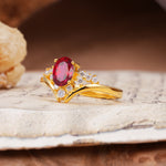 Simple 3-Prong Pear-Cut Ruby Two stones Engagement Ring - Additional view