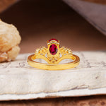 Simple 3-Prong Pear-Cut Ruby Two stones Engagement Ring - Additional view