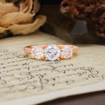 Unique Classic 4-Prong Round Cut Moissanite Three Stones Wedding Ring - Additional view