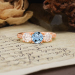 Unique Classic 4-Prong Round Cut Aquamarine Three Stones Wedding Ring - Additional view
