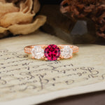 Unique Classic 4-Prong Round Cut Ruby Three Stones Wedding Ring - Additional view