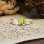 Unique Classic 4-Prong Round Cut Peridot Three Stones Wedding Ring - Additional view